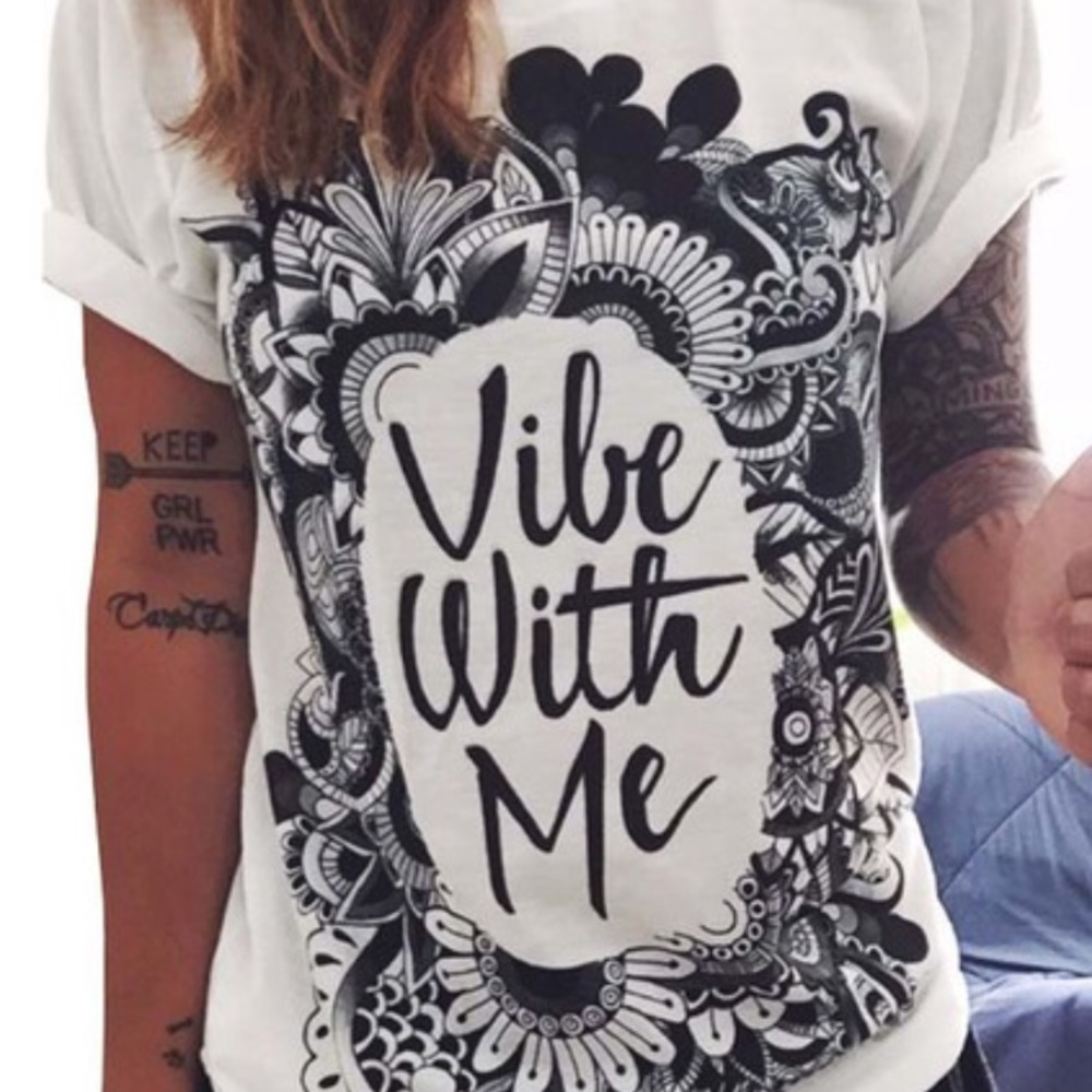 vibe with me white t-shirt